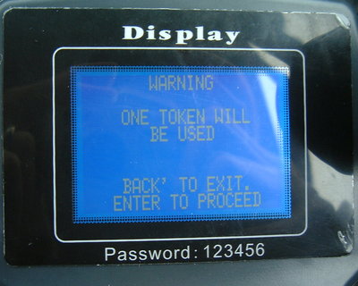 Warning that you'll use one token for programming your remote fob...
