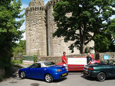 Nunney Castle and cars.